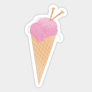 Knitting Ice Cream Cone Sticker